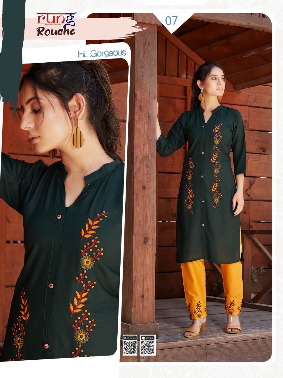 Rung  Rouche  Casual Wear Printed Kurti  With Bottom  Catalog