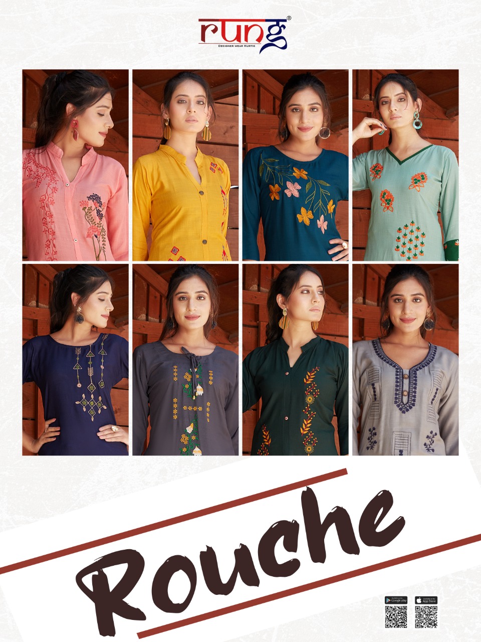Rung  Rouche  Casual Wear Printed Kurti  With Bottom  Catalog