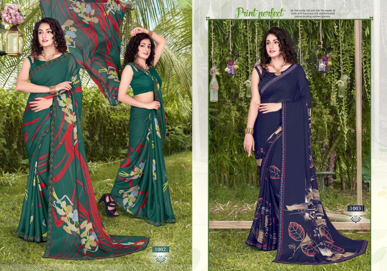 Saroj Aradhya China Chiffon Printed Saree Catalog