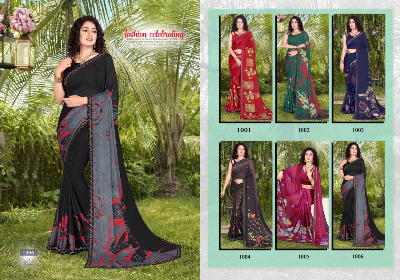 Saroj Aradhya China Chiffon Printed Saree Catalog