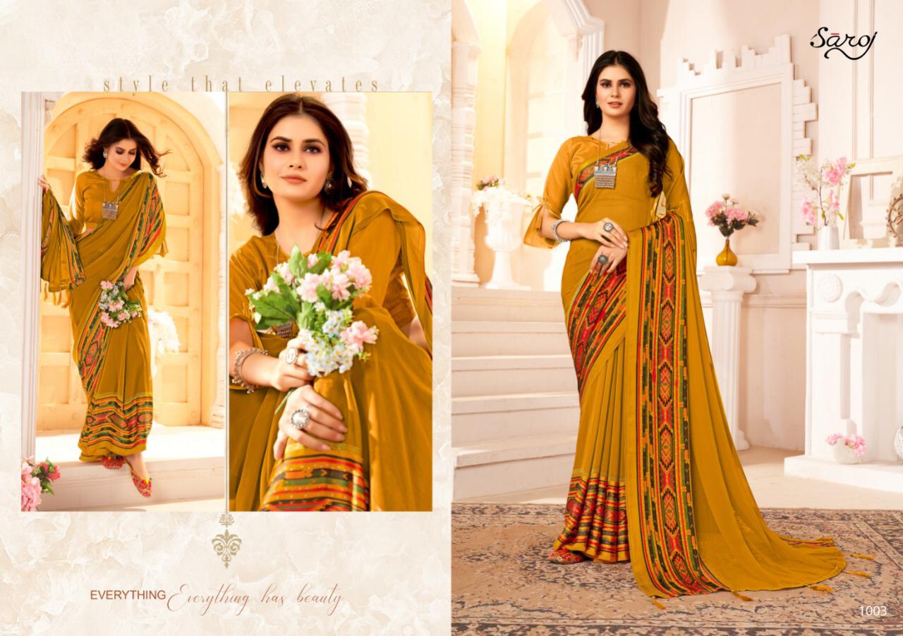 Saroj Suhani Soft Georgette Festive Wear Saree Catalog