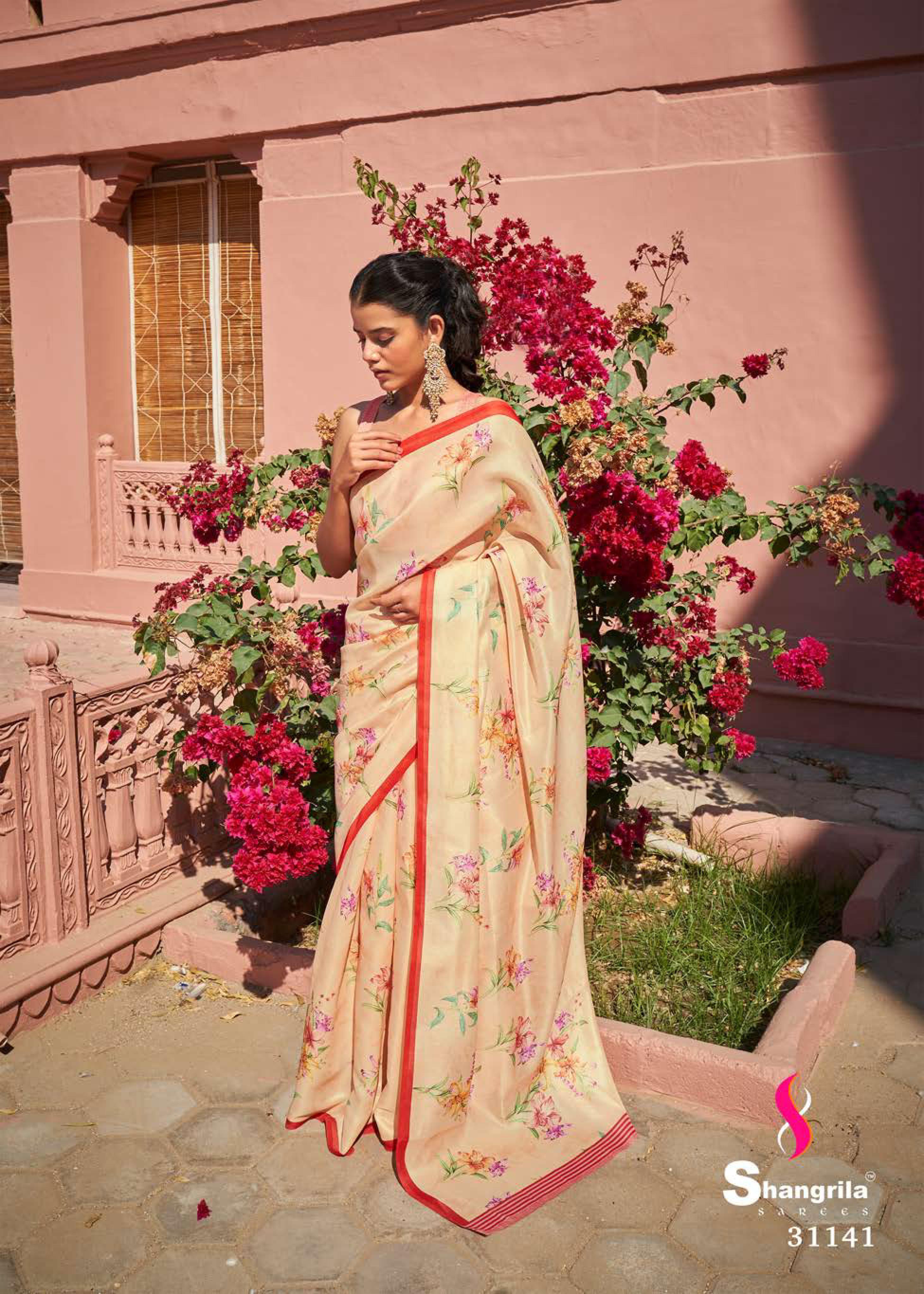 Shangrila Cremona Digital Designer Tussar Satin Digital Printed Saree Catalog