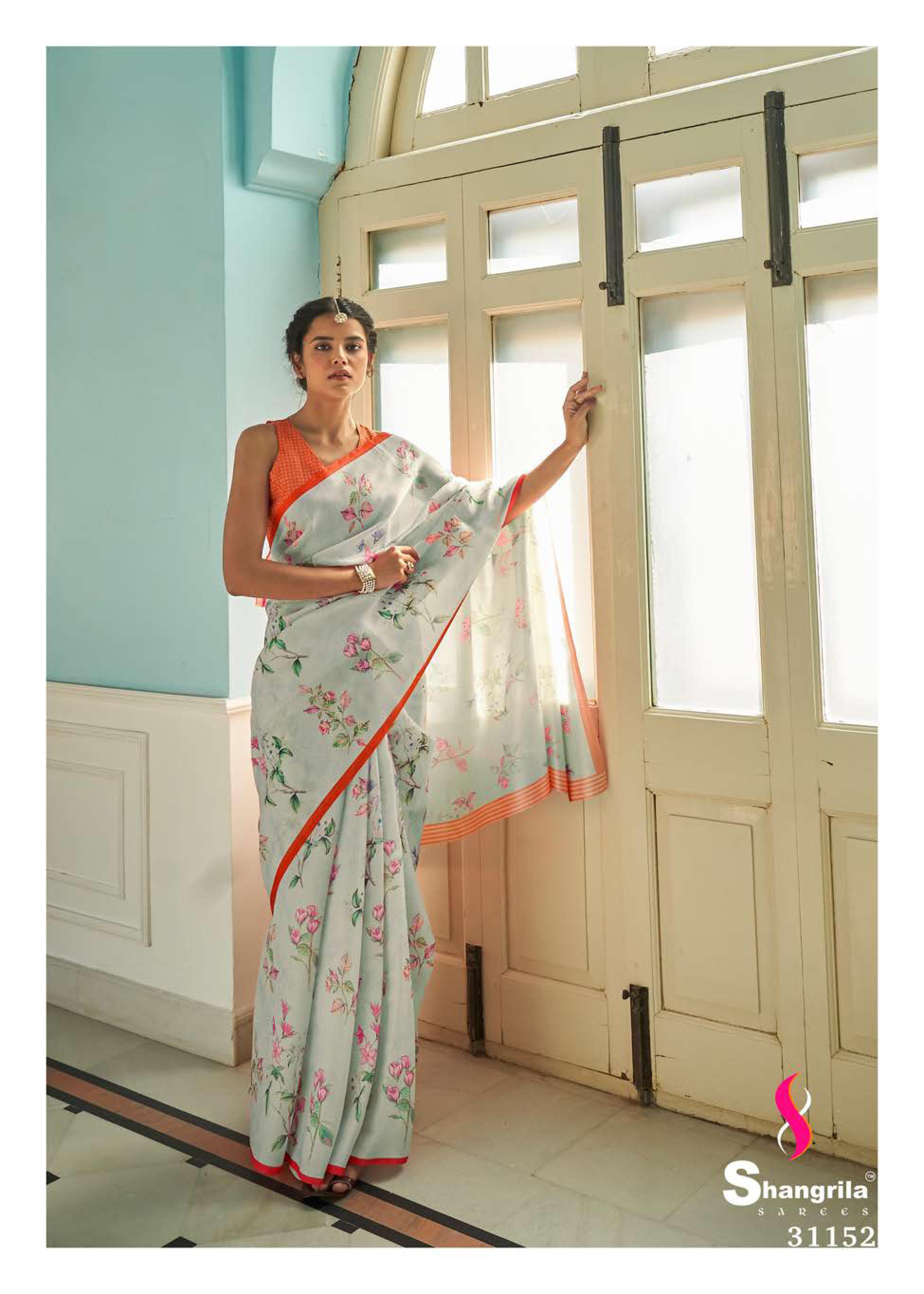 Shangrila Cremona Digital Designer Tussar Satin Digital Printed Saree Catalog