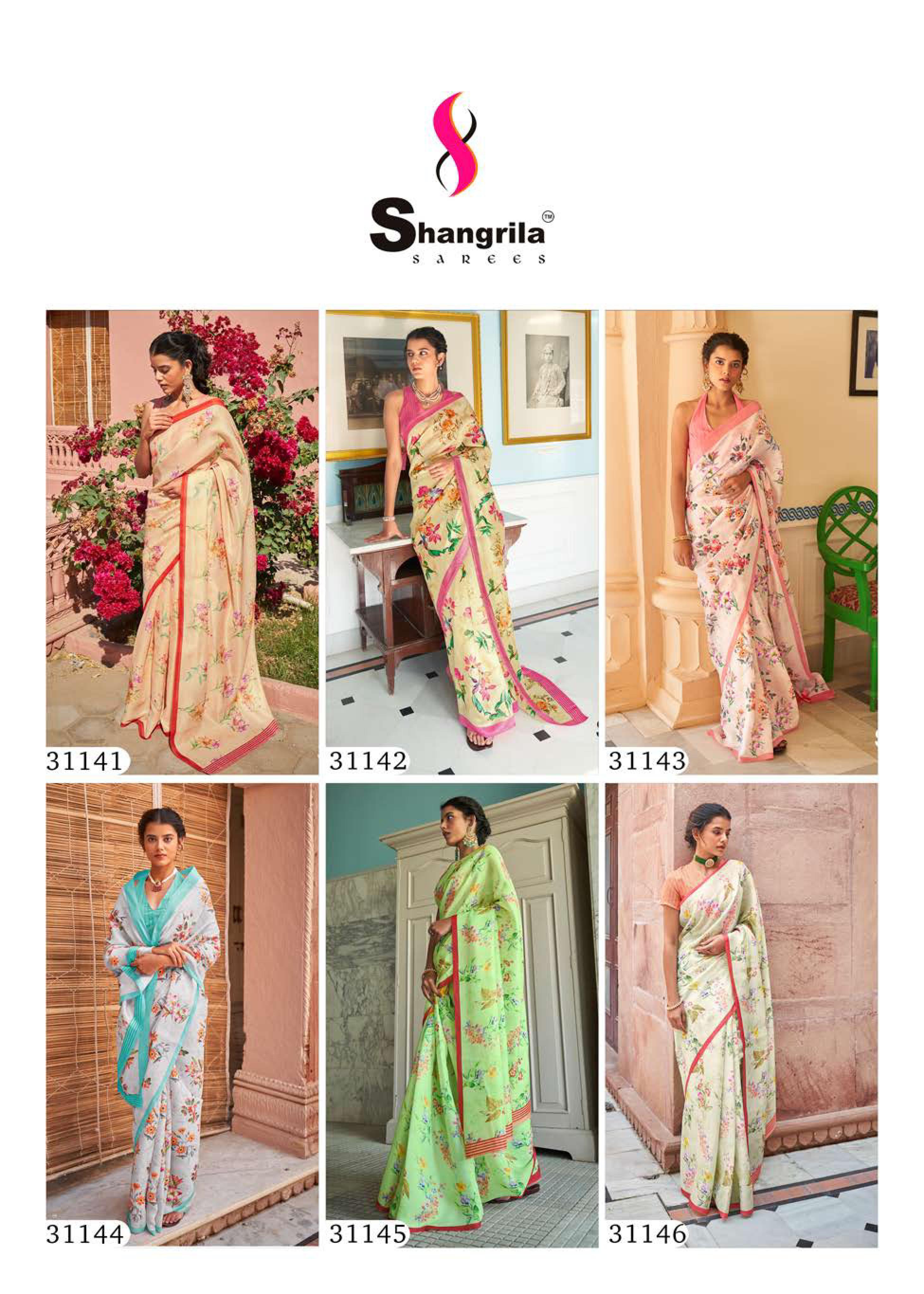 Shangrila Cremona Digital Designer Tussar Satin Digital Printed Saree Catalog