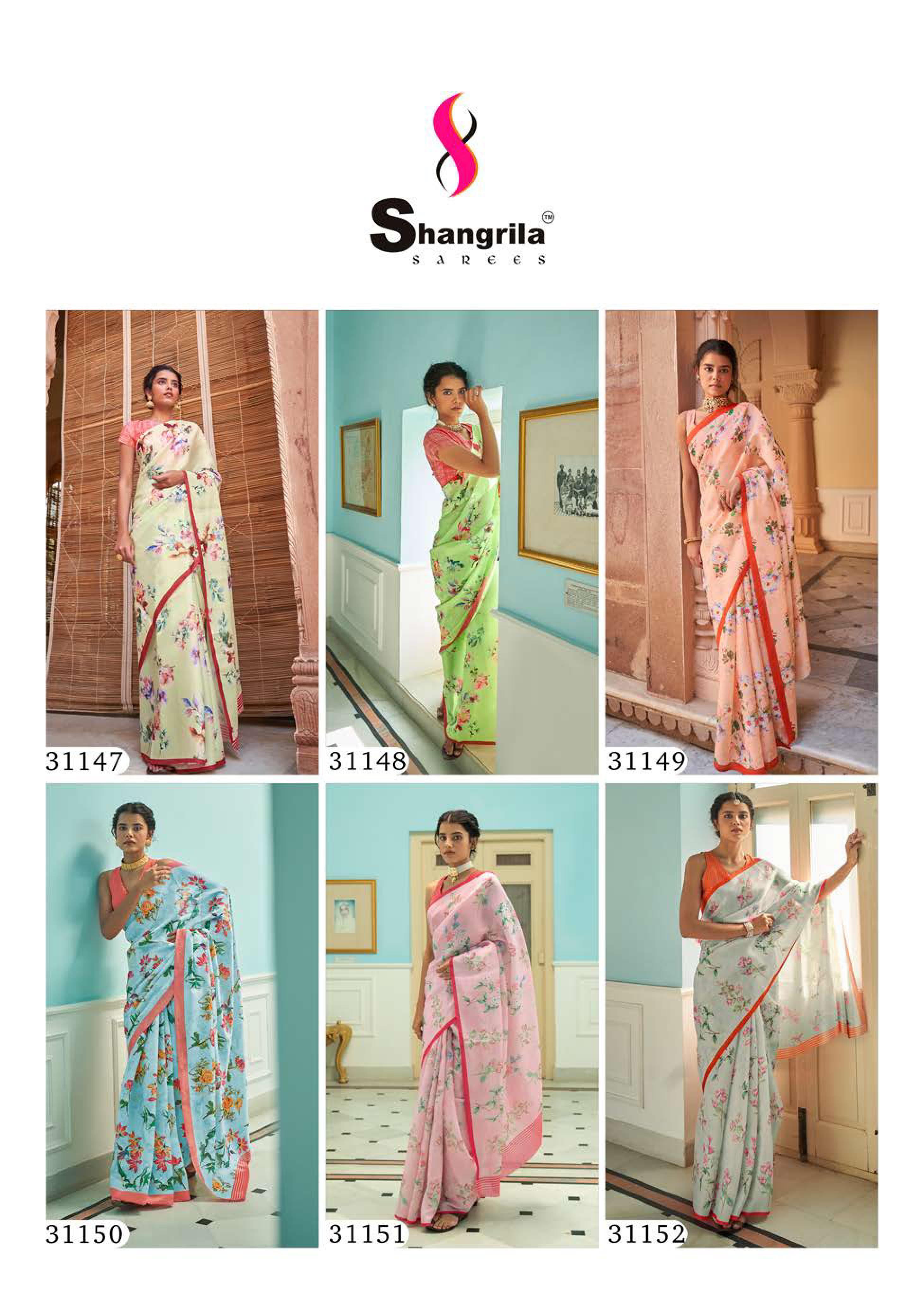 Shangrila Cremona Digital Designer Tussar Satin Digital Printed Saree Catalog