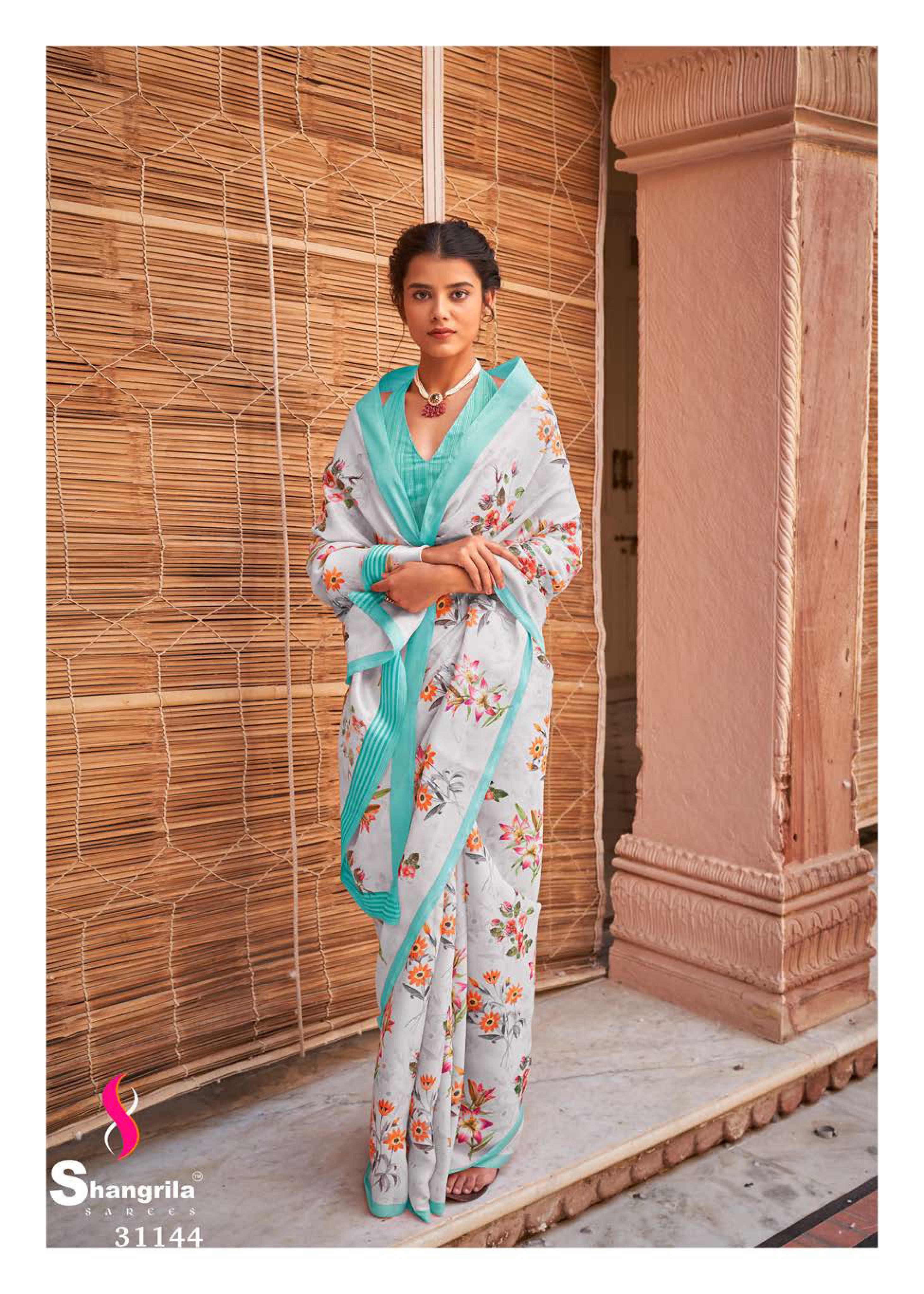 Shangrila Cremona Digital Designer Tussar Satin Digital Printed Saree Catalog