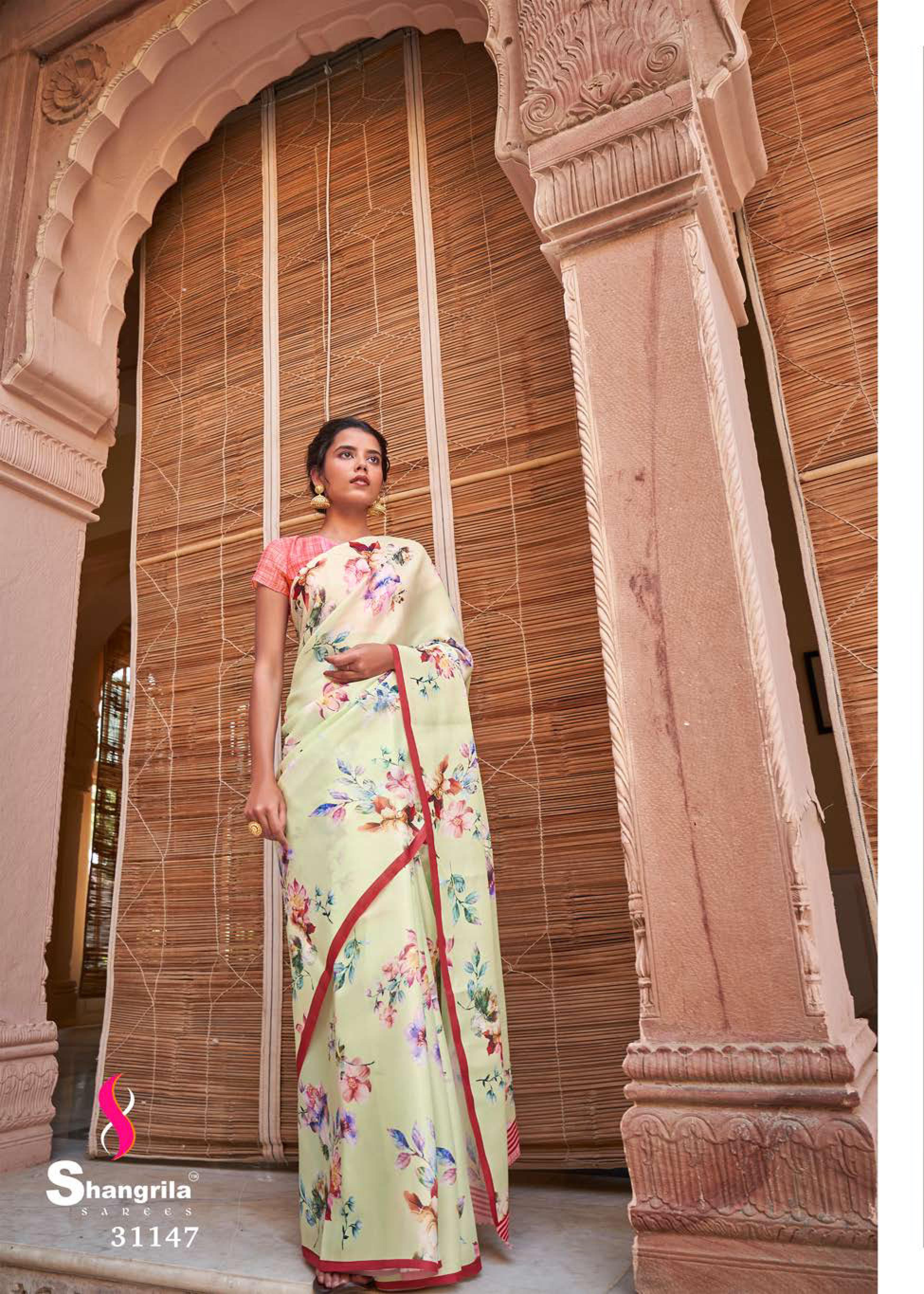 Shangrila Cremona Digital Designer Tussar Satin Digital Printed Saree Catalog