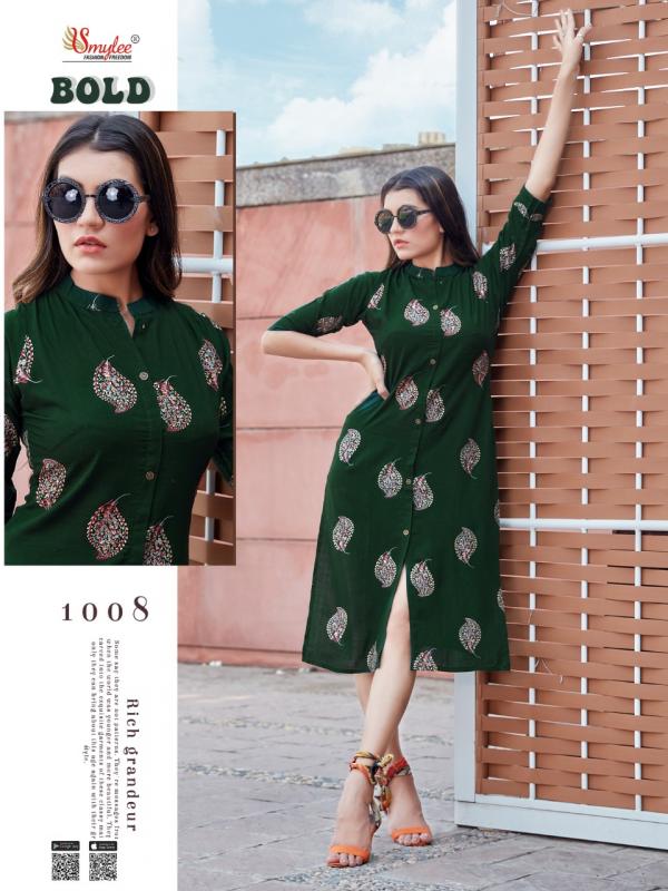 Smylee Bold Rayon Fancy Handwork Kurti Catalog