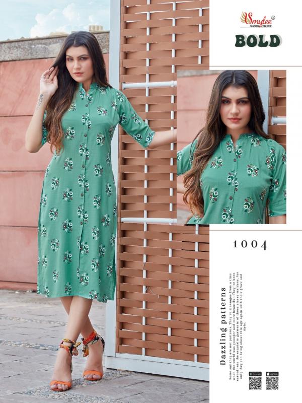 Smylee Bold Rayon Fancy Handwork Kurti Catalog