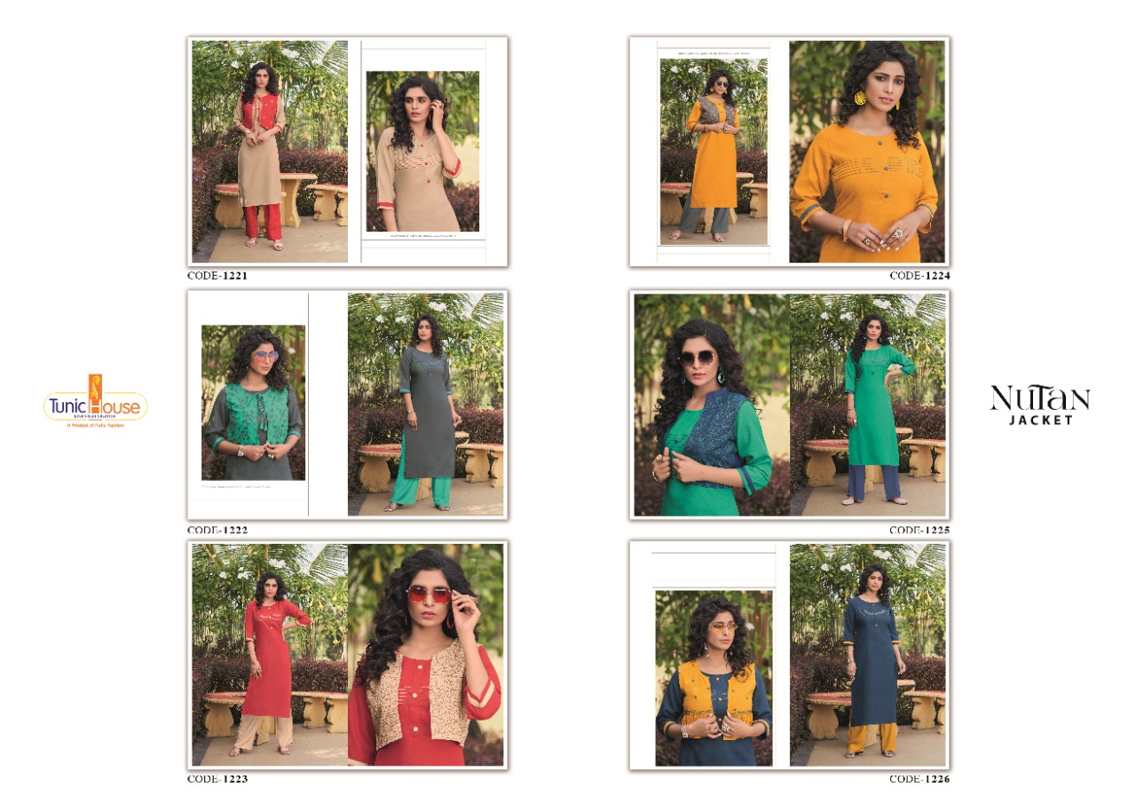 Tunic House Nutan Jacket Designer Kurti With Jacket Catalouge