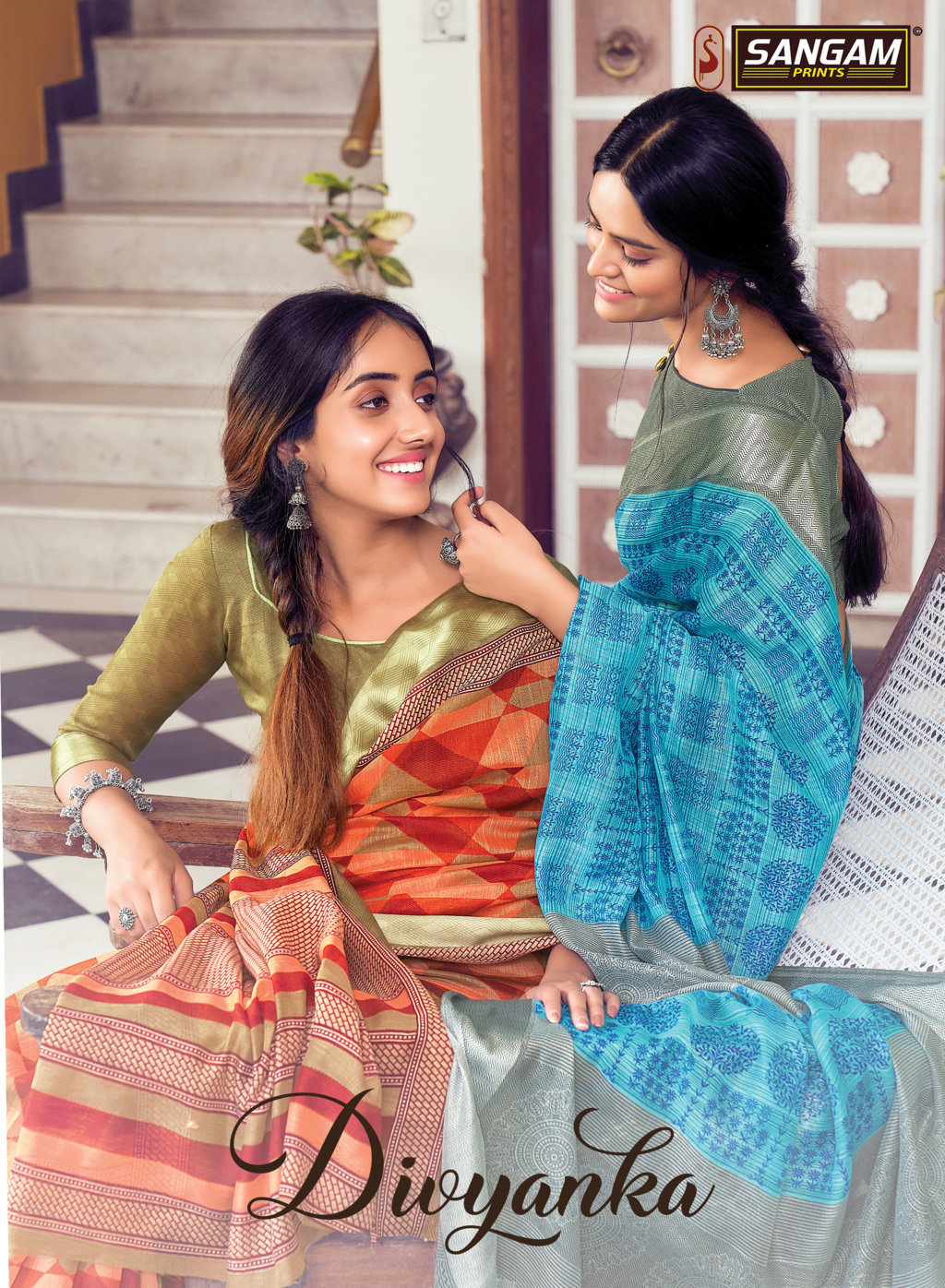 Sangam Divyanka Printed Cotton With Satin Patta Sarees