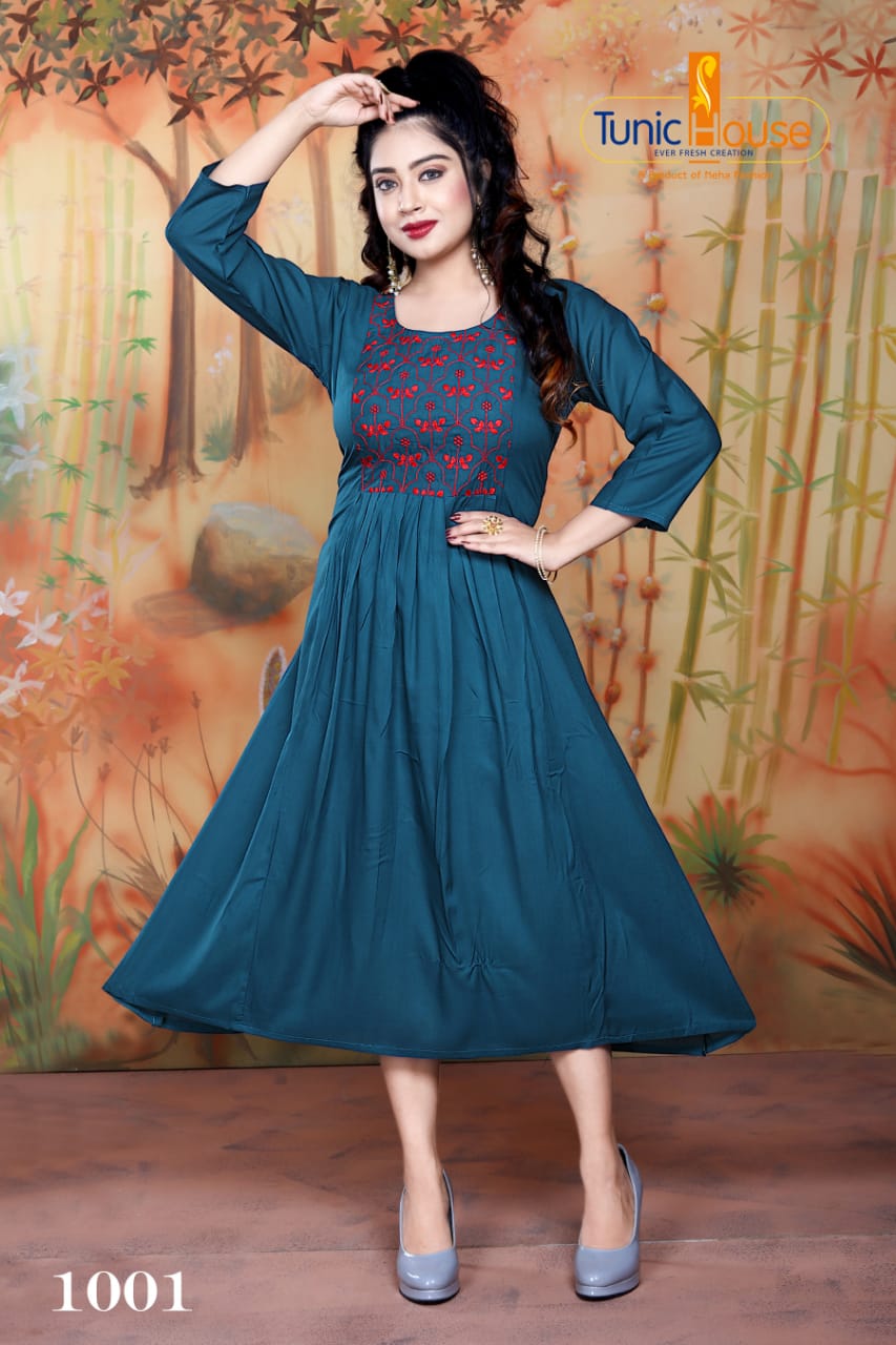 Tunic House Nek-nx Designer Rayon Fancy Kurti Catalog