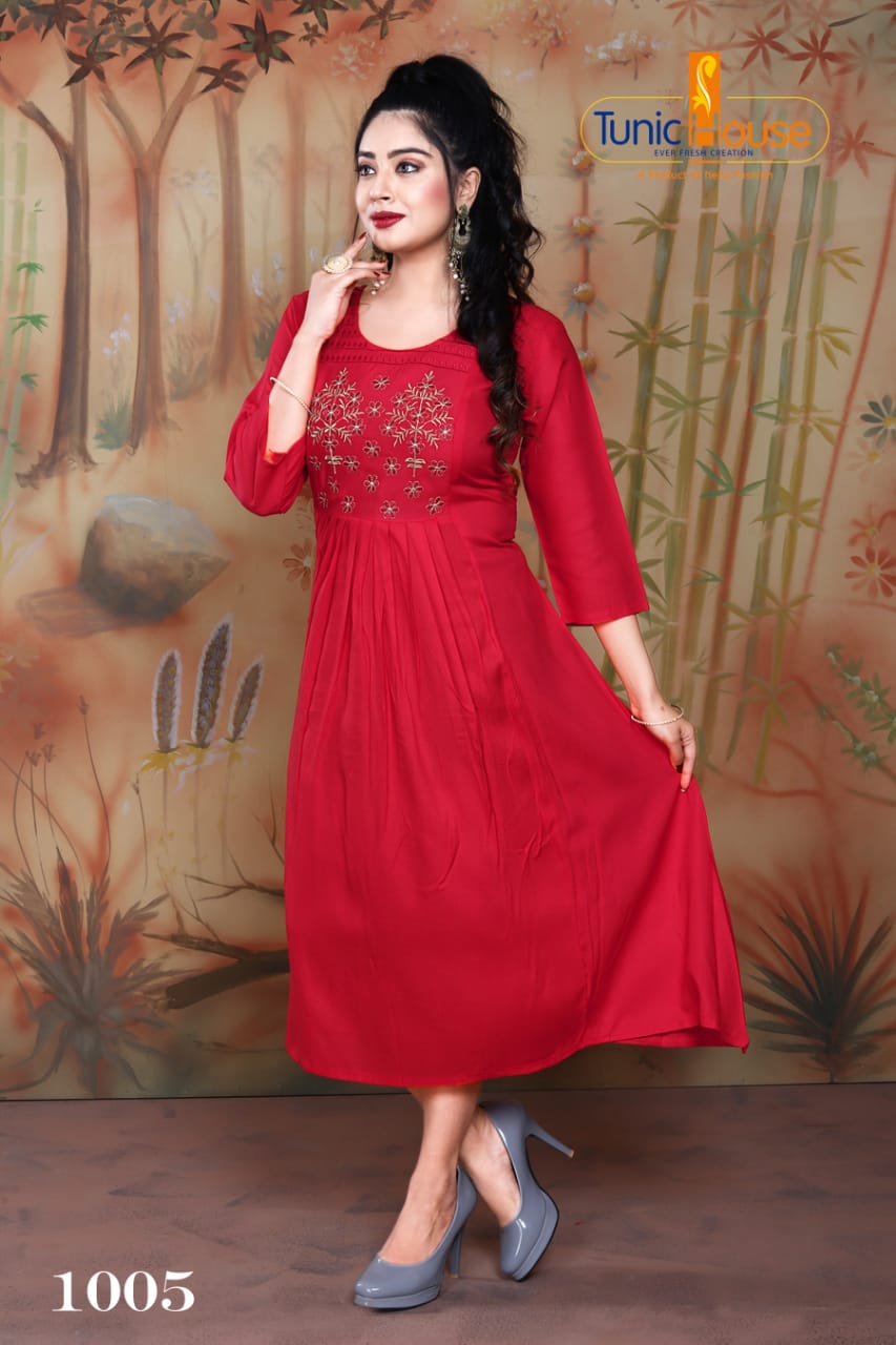 Tunic House Nek-nx Designer Rayon Fancy Kurti Catalog