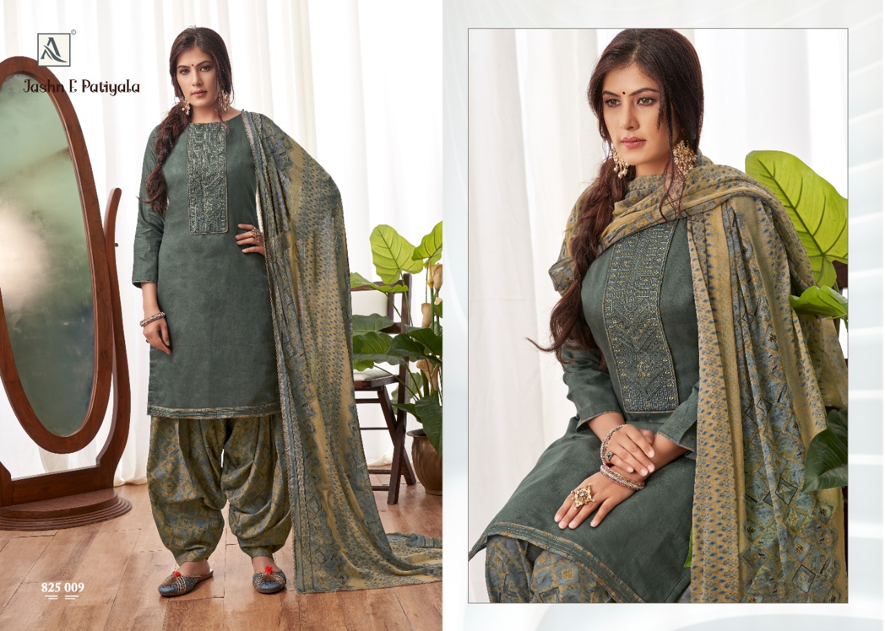 Alok Jashn-e-patiyala Embroidery Jacquard Salwar Suits Catalog