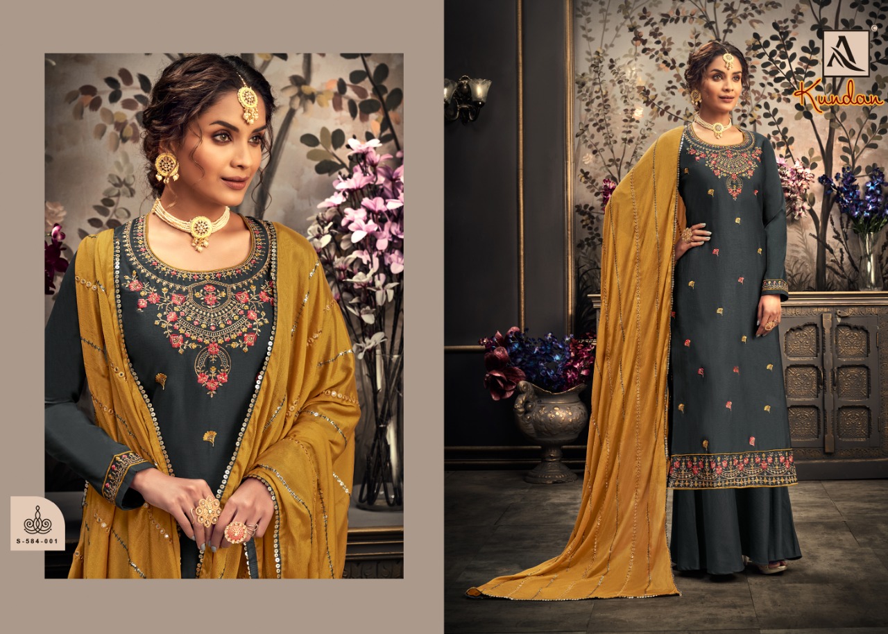 Alok Kundan Designer Cotton Ethnic Wear Embroidery Salwar Suits  Catalog