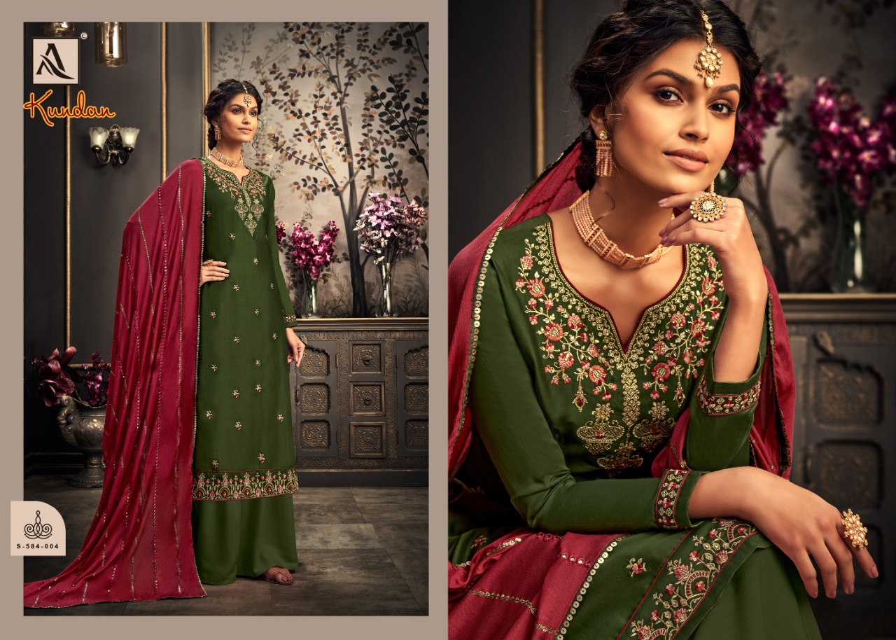 Alok Kundan Designer Cotton Ethnic Wear Embroidery Salwar Suits  Catalog