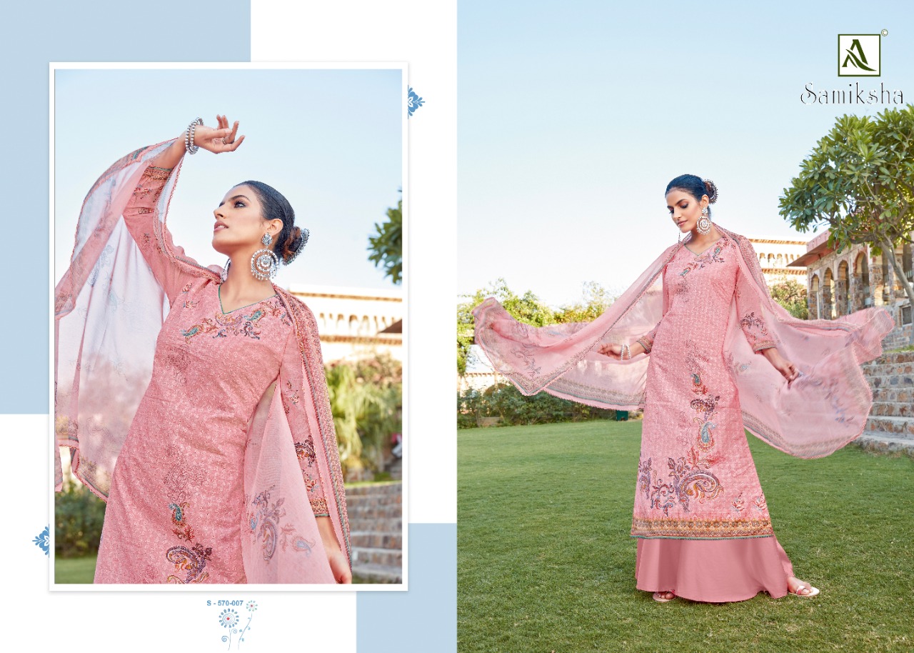 Alok Samiksha Designer Cotton Embroidery  Designer Dress Material Catalog