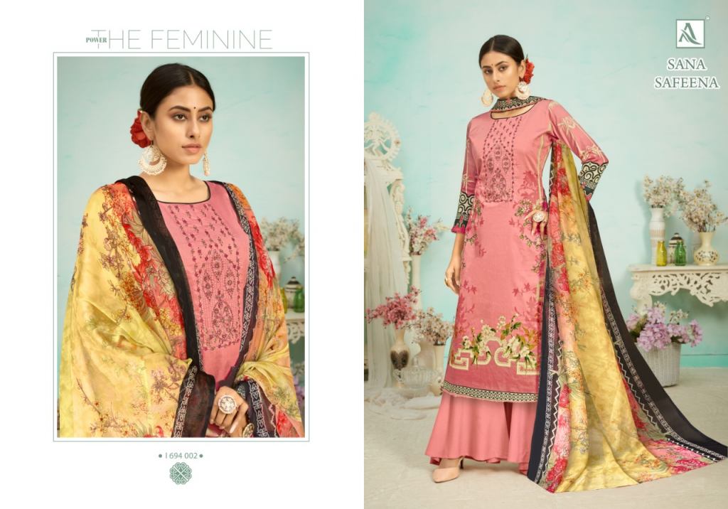 Alok Sana Safeena Designer Cotton Embroidery Salwar Suits Catalog