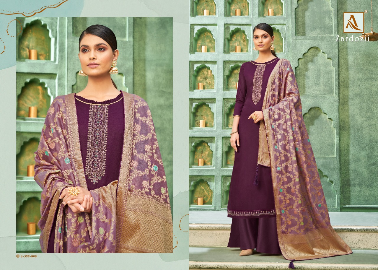 Alok Zardozii Jam Cotton Designer Dress Material Catalog