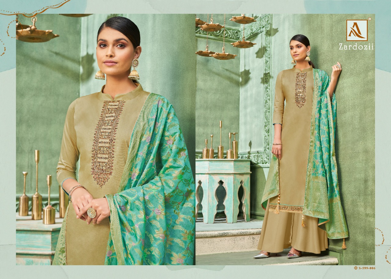 Alok Zardozii Jam Cotton Designer Dress Material Catalog