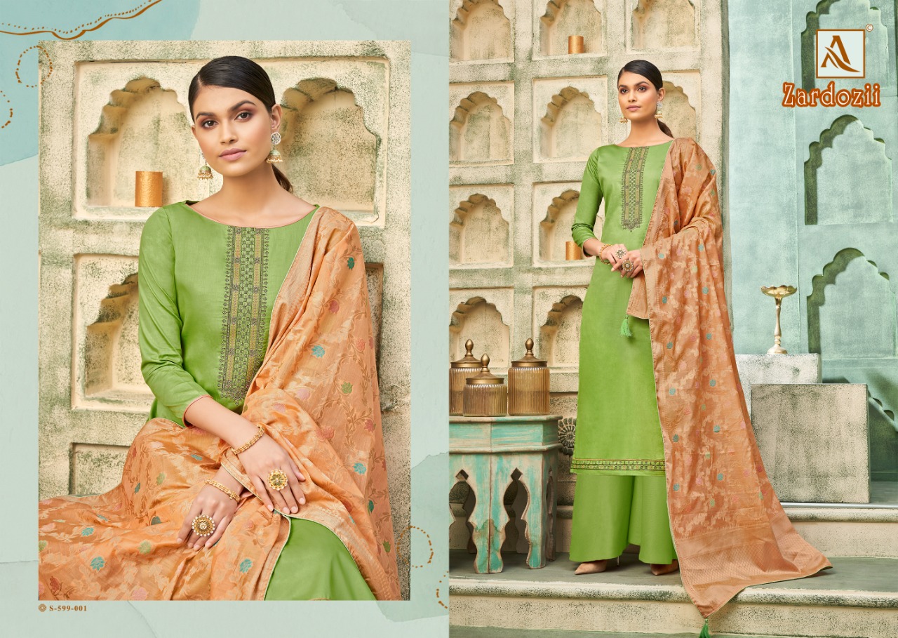 Alok Zardozii Jam Cotton Designer Dress Material Catalog