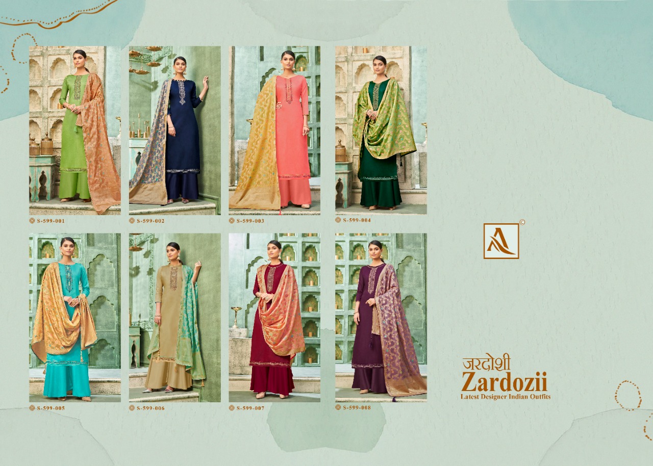 Alok Zardozii Jam Cotton Designer Dress Material Catalog