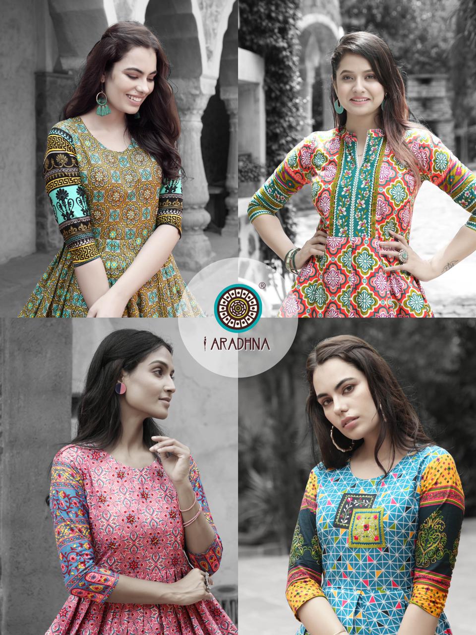 Aradhna Level Vol  5 Heavy Cotton Long Anarkali Kurti Catalog