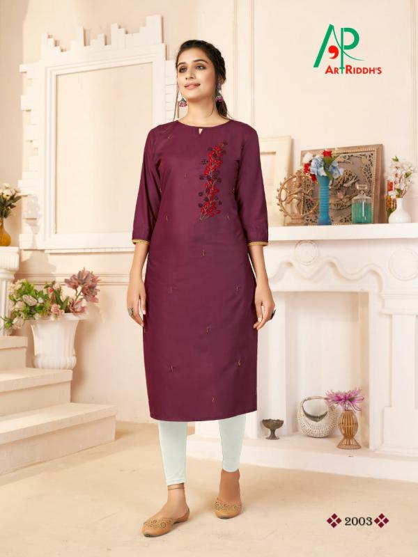 Art Riddh's Shri-lekha Designer Cotton Handwork Kurti Catalog
