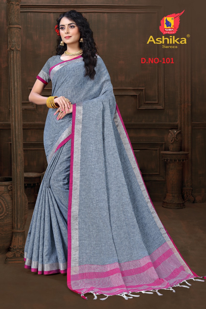 Ashika  Matka Linen Party Wear Designer Saree  Catalog