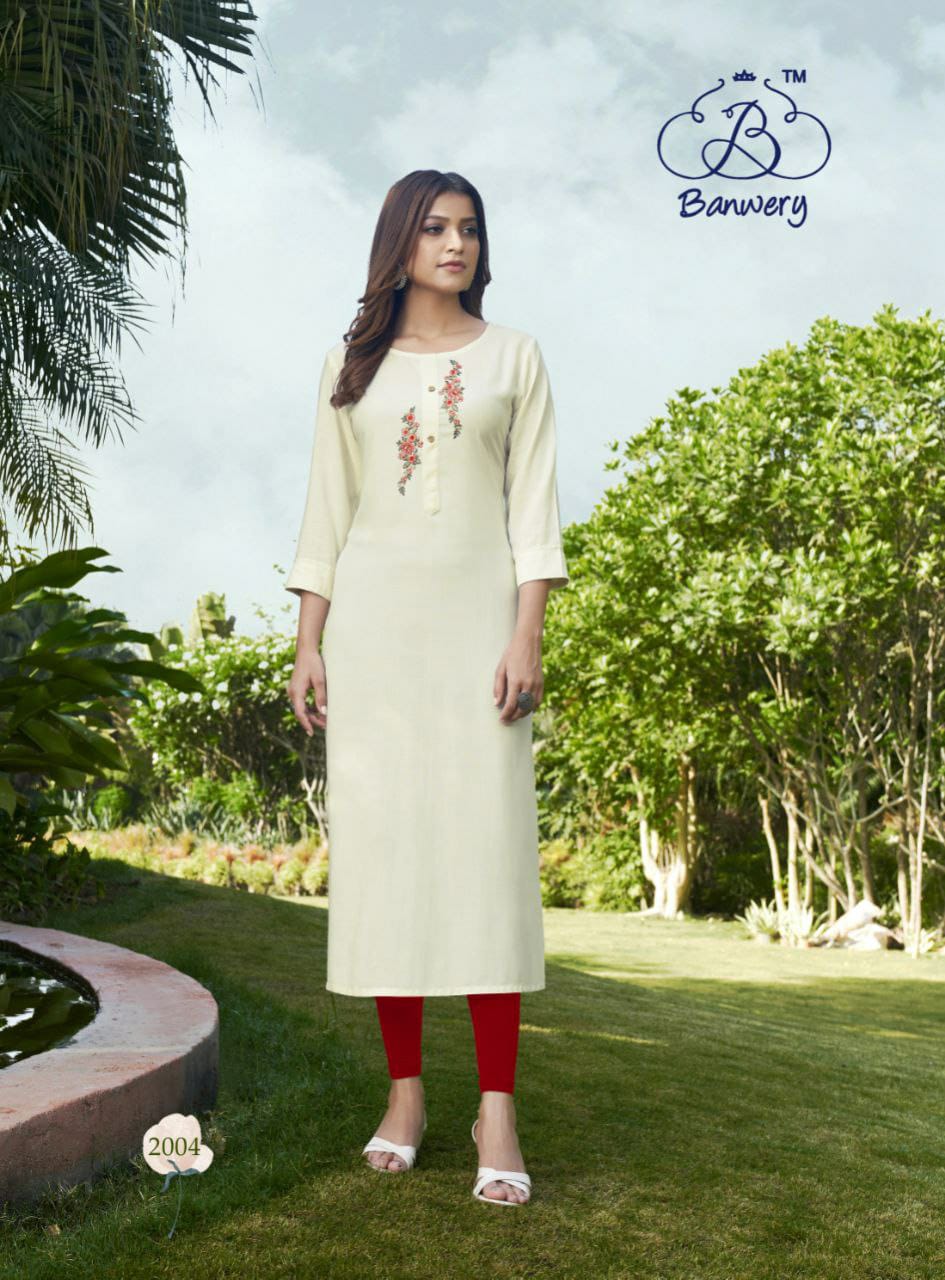 Banwery Mohini Vol 2 Fancy Rayon Embroidery Kurti Catalog