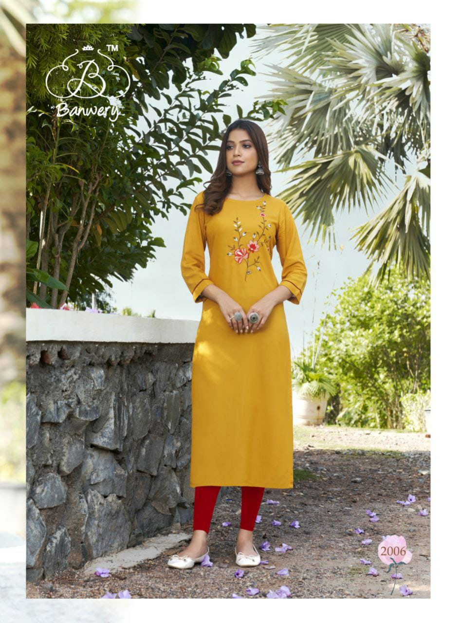 Banwery Mohini Vol 2 Fancy Rayon Embroidery Kurti Catalog