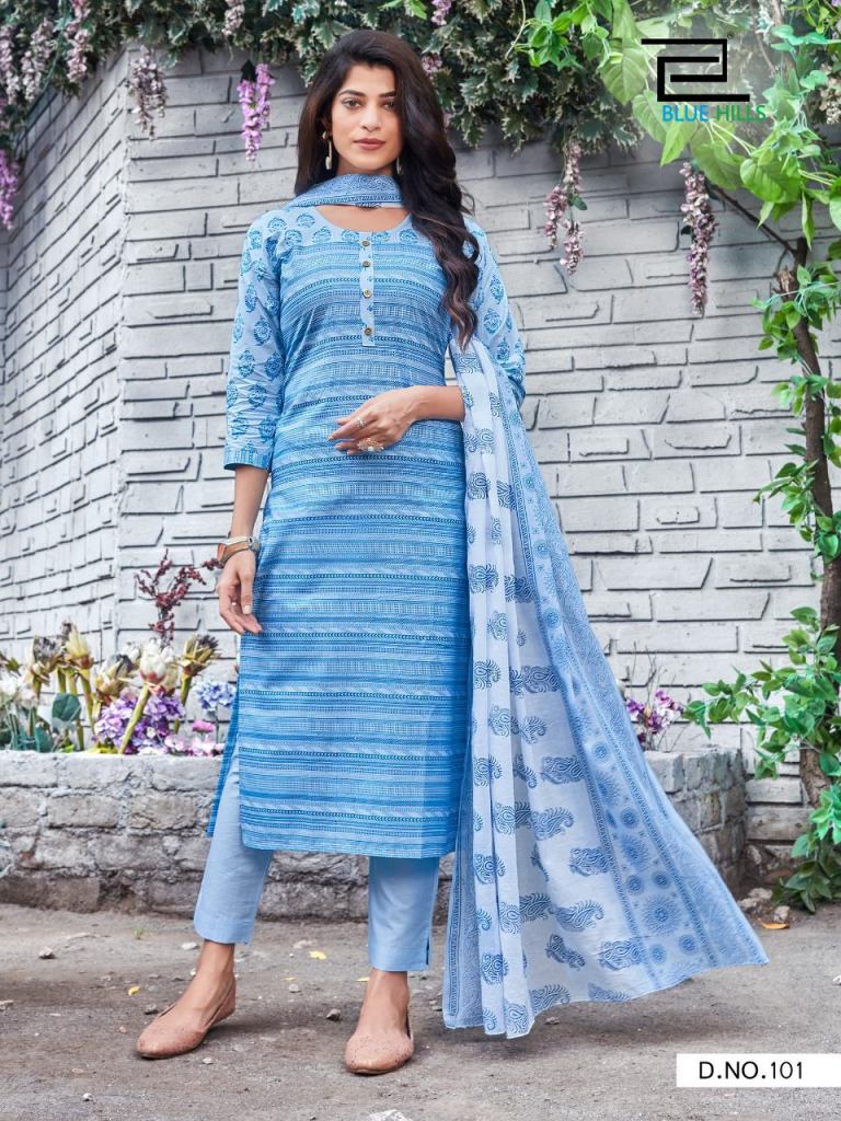 Blue Hills Cotton Candy Vol 1 Cotton Designer Top Bottom With Dupatta Catalog
