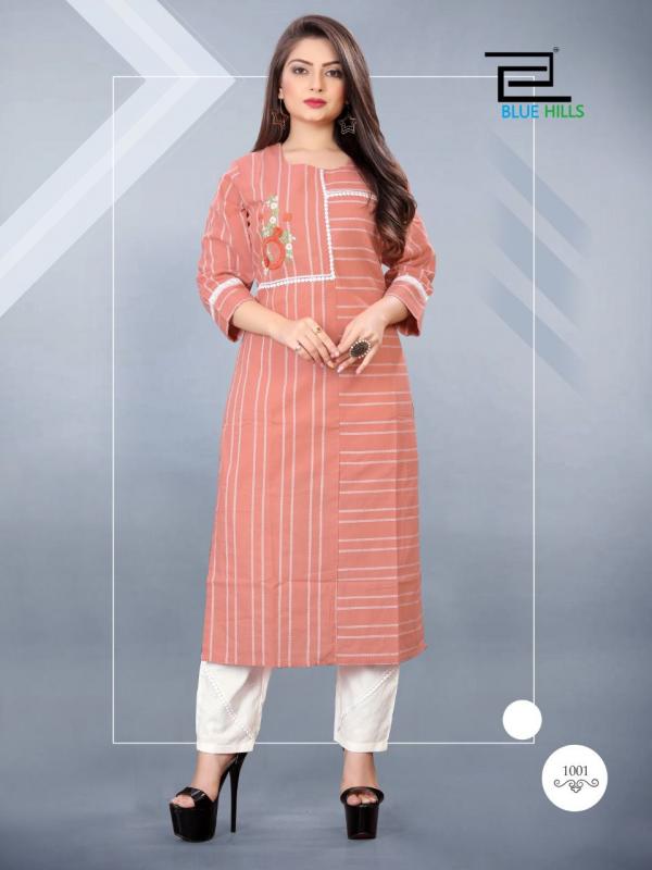 Blue Hills Orchid Cotton  Buy Wholesale Designer Kurti With Bottom In India