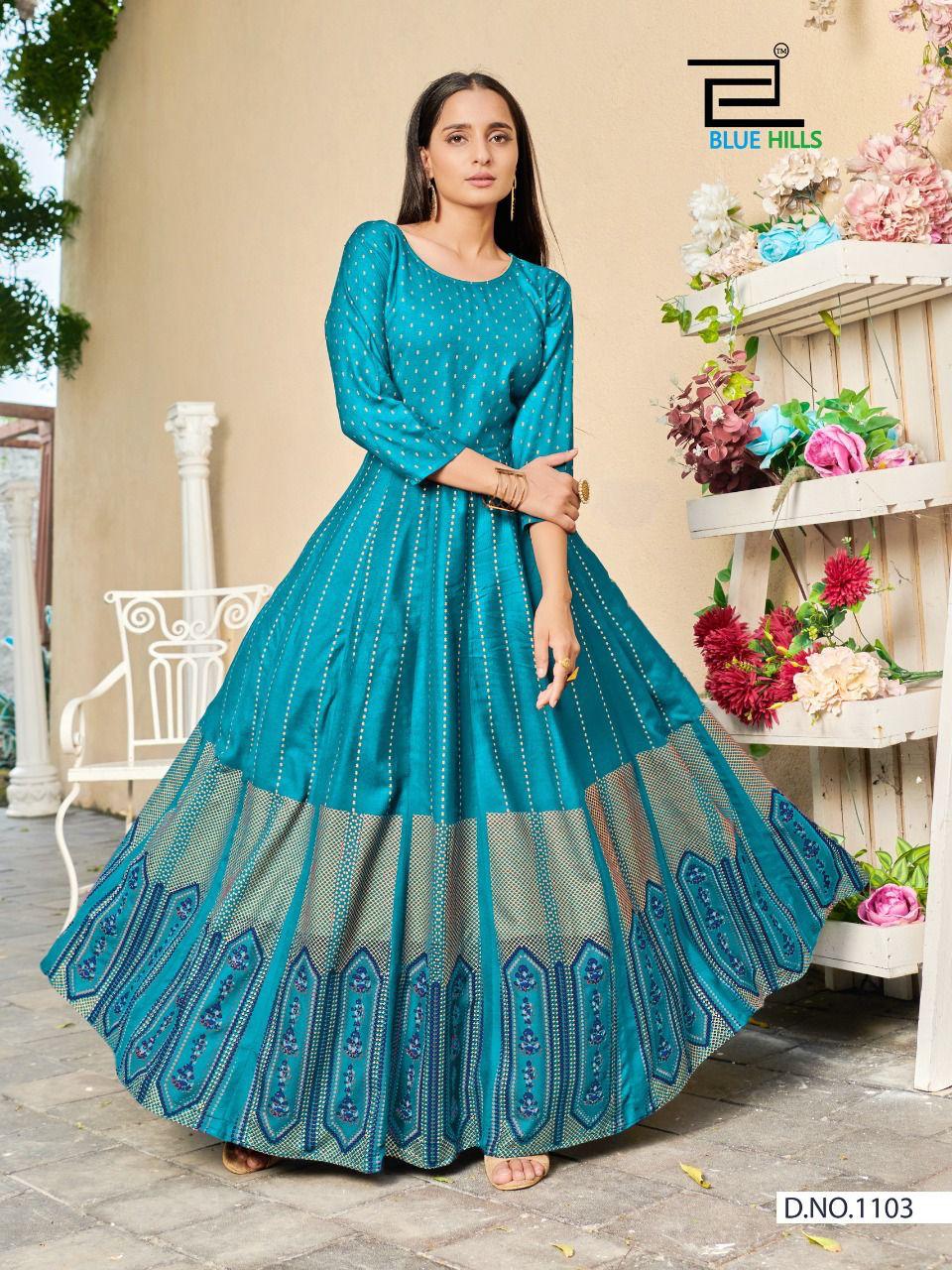 Blue Hills Poshak  Vol 1 Rayon Fancy Long Kurti Catalog