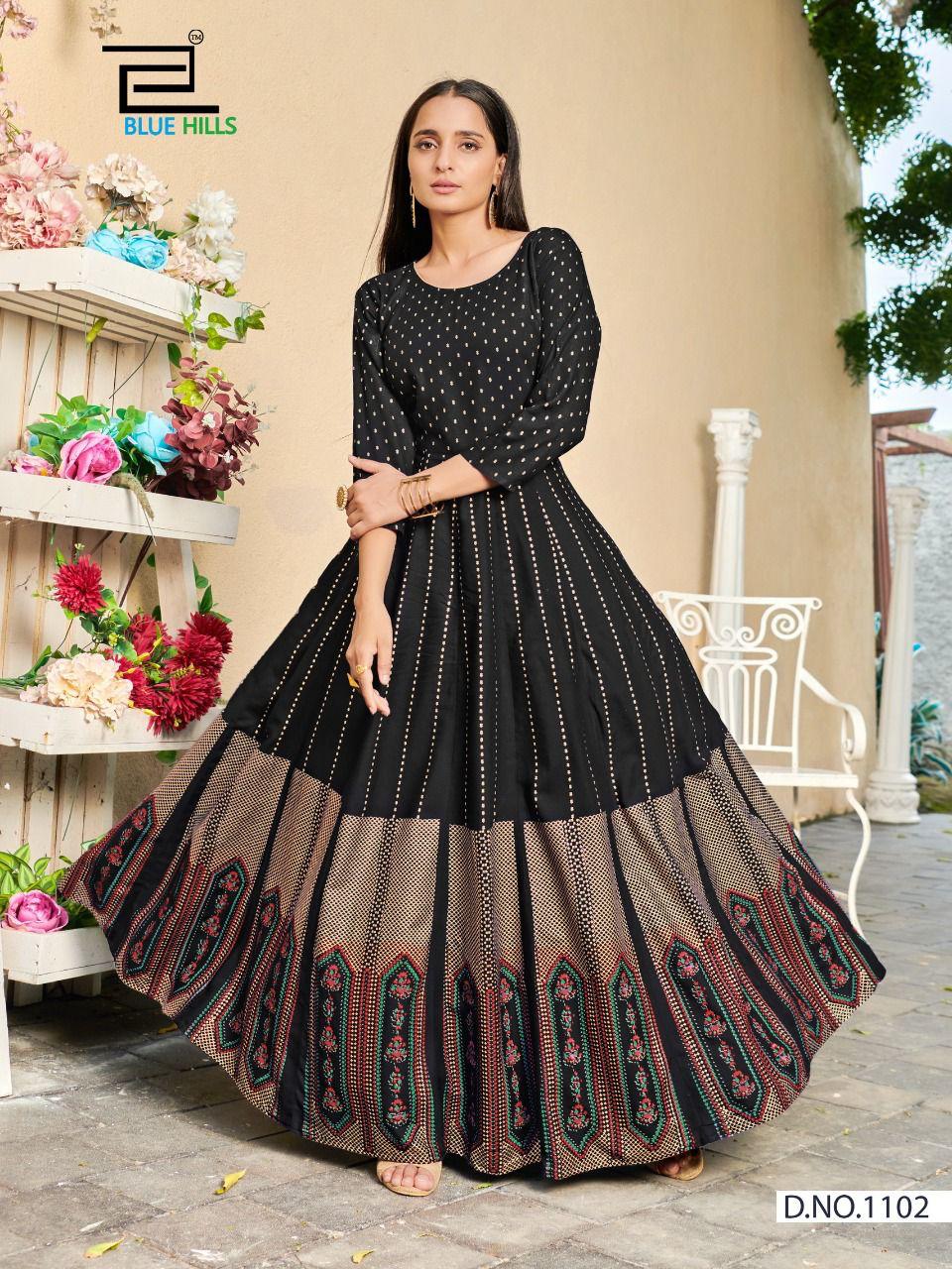 Blue Hills Poshak  Vol 1 Rayon Fancy Long Kurti Catalog