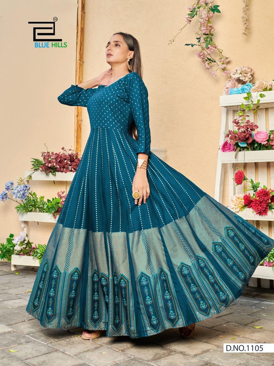Blue Hills Poshak  Vol 1 Rayon Fancy Long Kurti Catalog