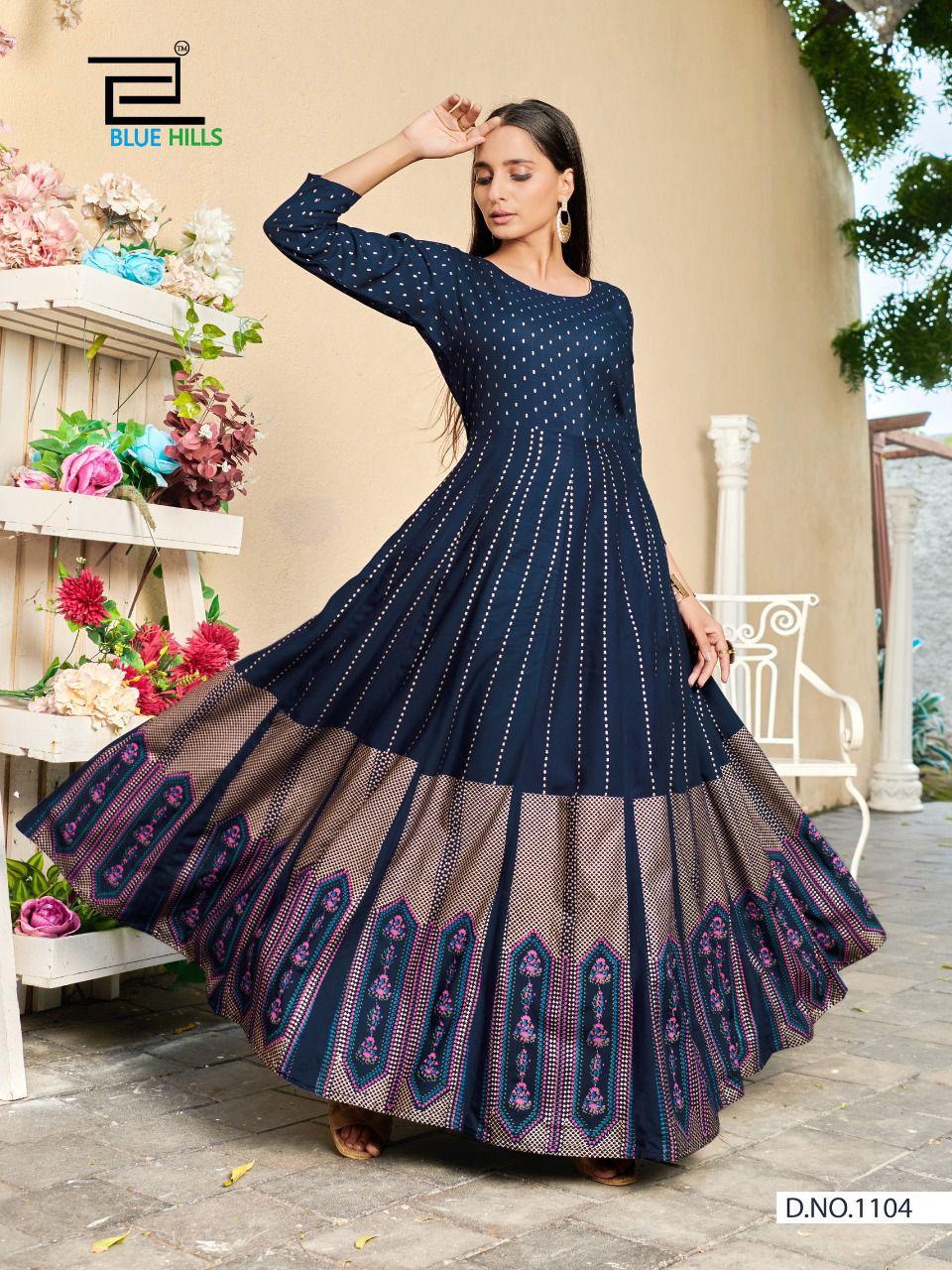 Blue Hills Poshak  Vol 1 Rayon Fancy Long Kurti Catalog