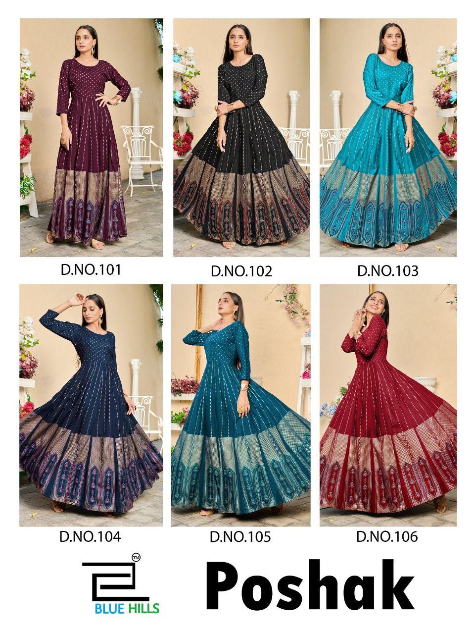 Blue Hills Poshak  Vol 1 Rayon Fancy Long Kurti Catalog