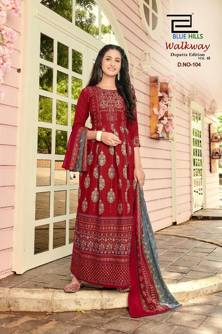 Blue Hills Walkway Edition Vol  13 Designer Long Printed Kurti With Dupatta Catalog