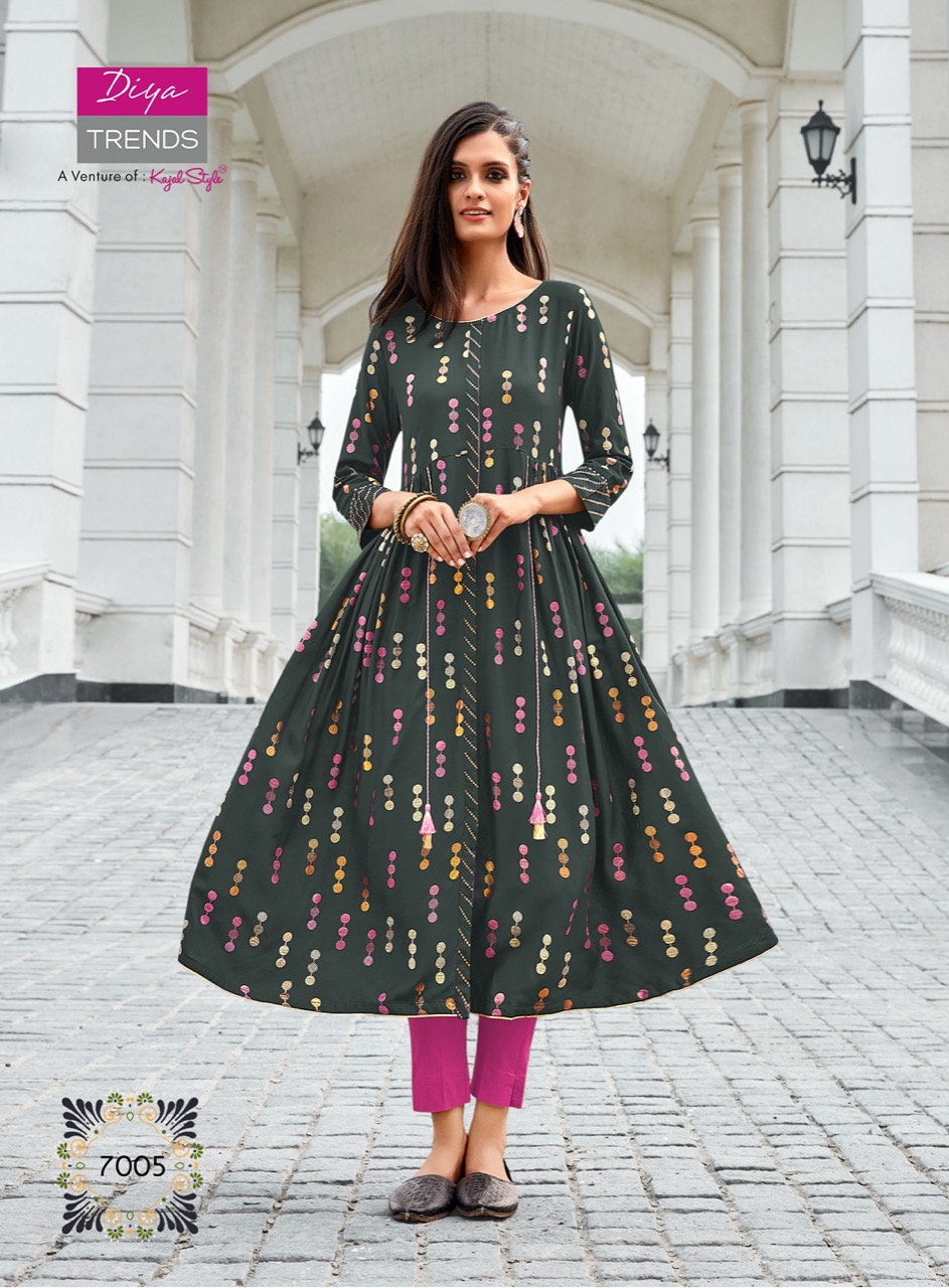 Diya Trends  Ethnicity  Vol 7 Fancy Embroidery Printed Anarkali Kurti Catalog