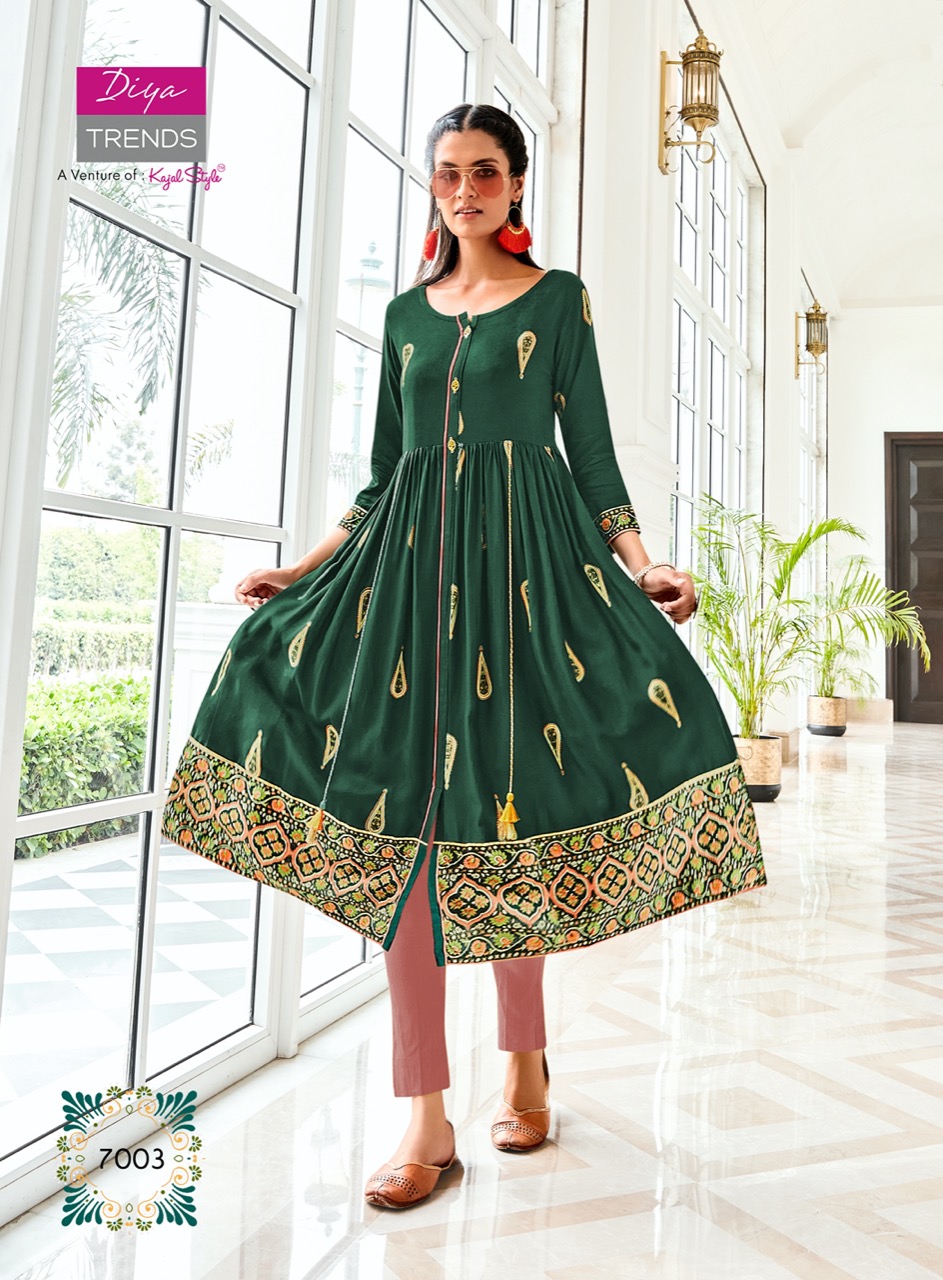 Diya Trends  Ethnicity  Vol 7 Fancy Embroidery Printed Anarkali Kurti Catalog