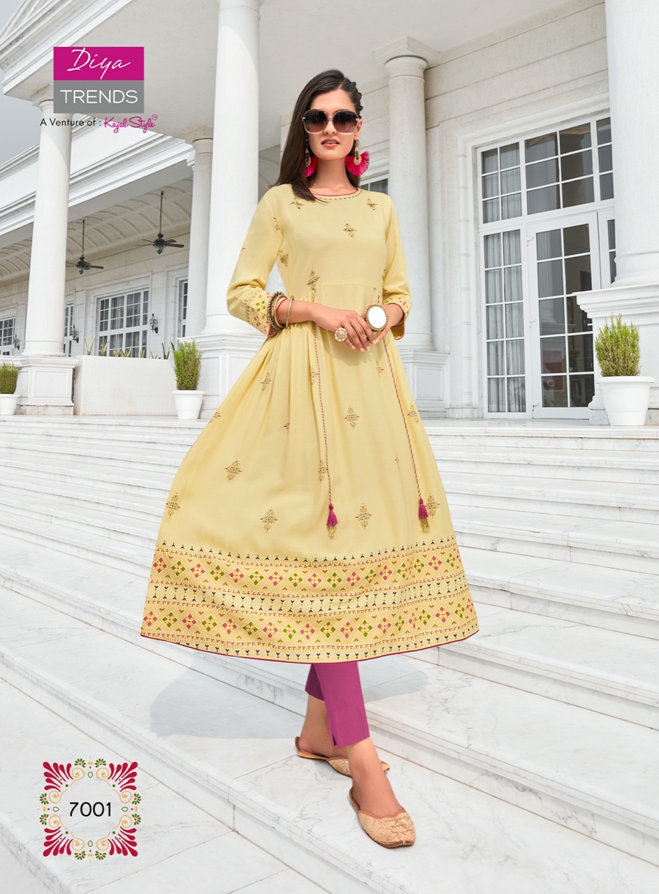 Diya Trends  Ethnicity  Vol 7 Fancy Embroidery Printed Anarkali Kurti Catalog