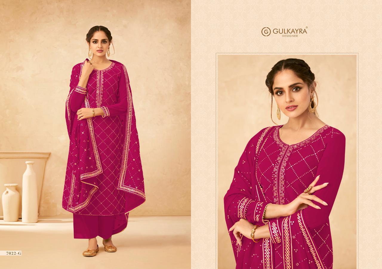 Gulkayra Anvi Gold Real Georgette With Heavy Embroidery Stylish Dress Material Catalog