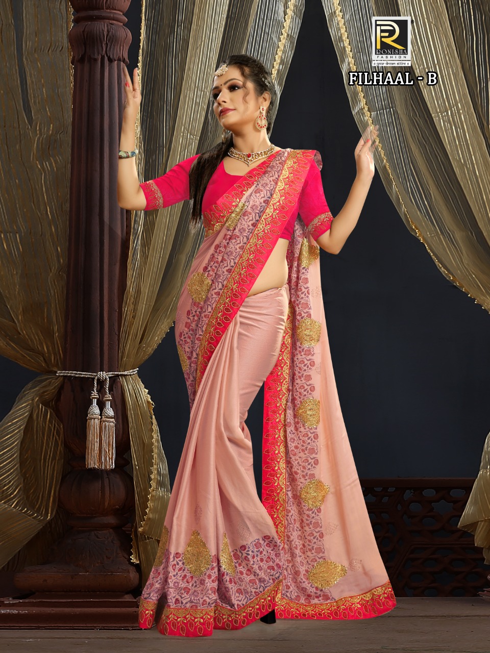Ranjna Filhaal Digital Print Fancy Work Siroski Diamond Latest Saree Collection