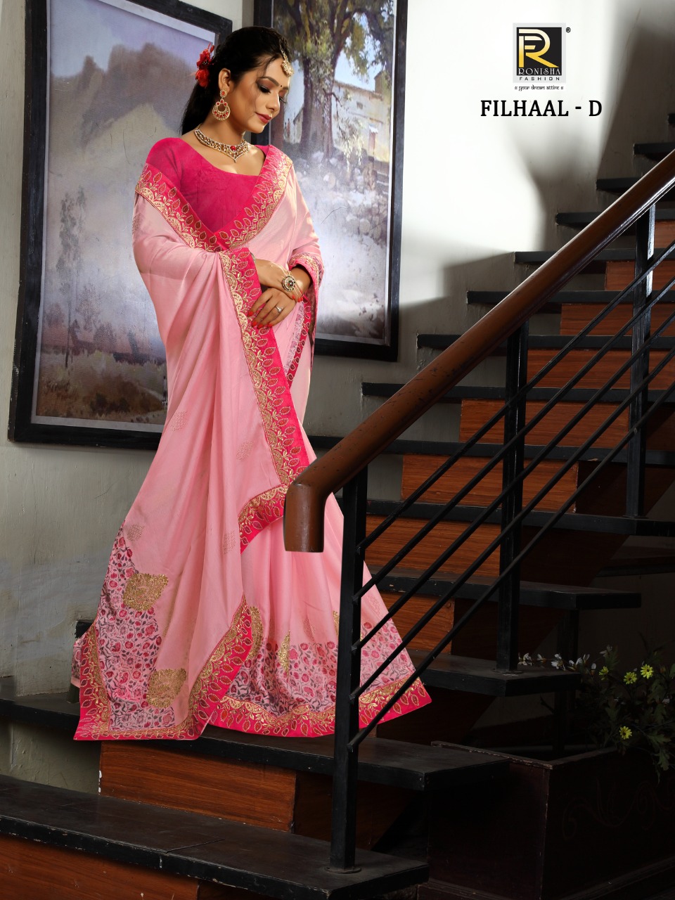Ranjna Filhaal Digital Print Fancy Work Siroski Diamond Latest Saree Collection