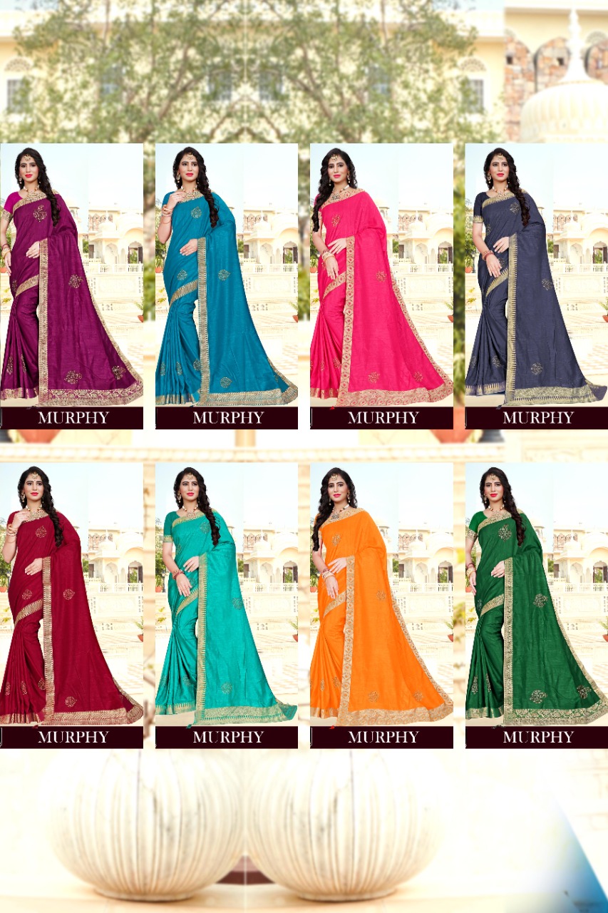 Ranjna Murphy Fancy Border Siroski Butta Fastive Wear Saree Collection