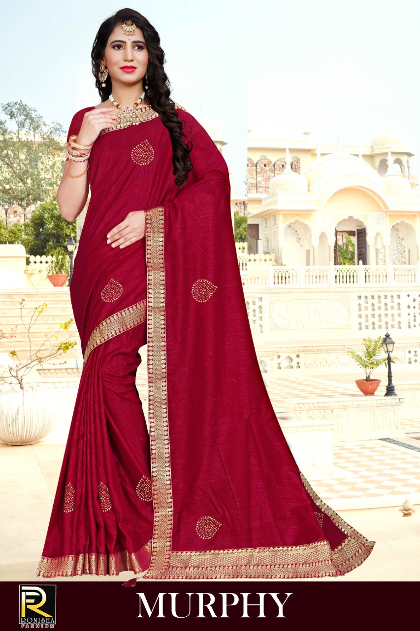 Ranjna Murphy Fancy Border Siroski Butta Fastive Wear Saree Collection