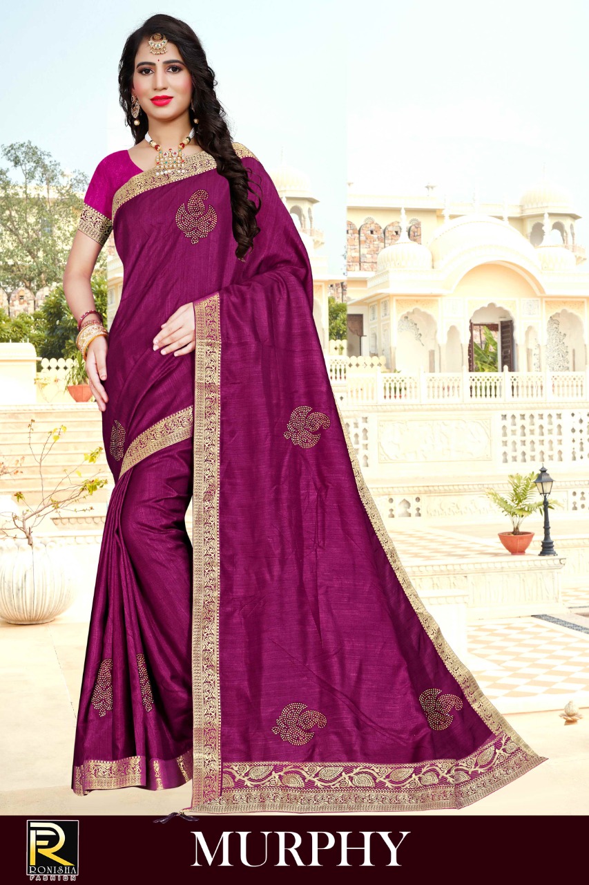 Ranjna Murphy Fancy Border Siroski Butta Fastive Wear Saree Collection