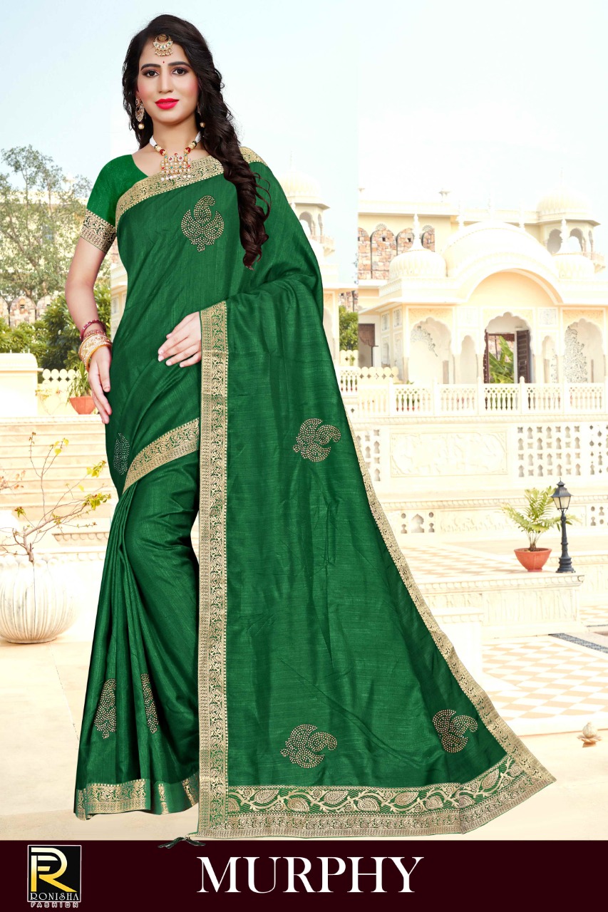 Ranjna Murphy Fancy Border Siroski Butta Fastive Wear Saree Collection