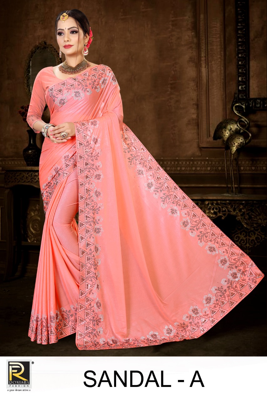 Ranjna Sandal Siroski Work Traditional Wear Saree Collection